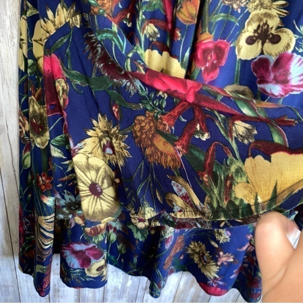 Umgee Navy Floral Bell Sleeve Dress - Picture 4 of 6